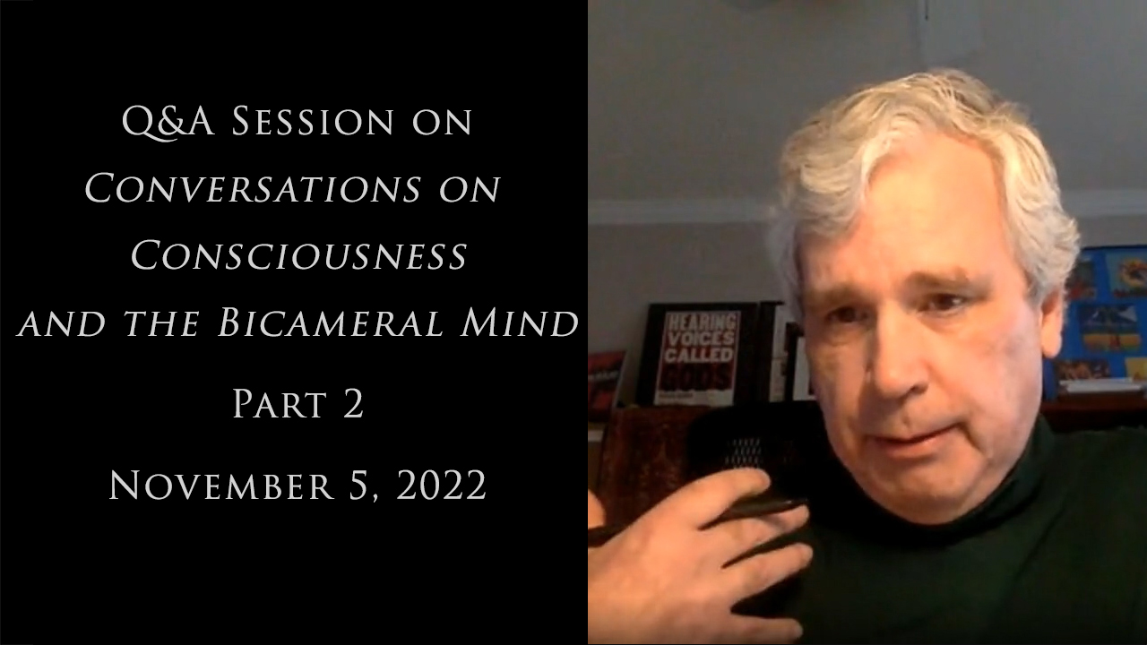 Q and A Session on Conversations on Consciousness and the Bicameral Mind Part 2